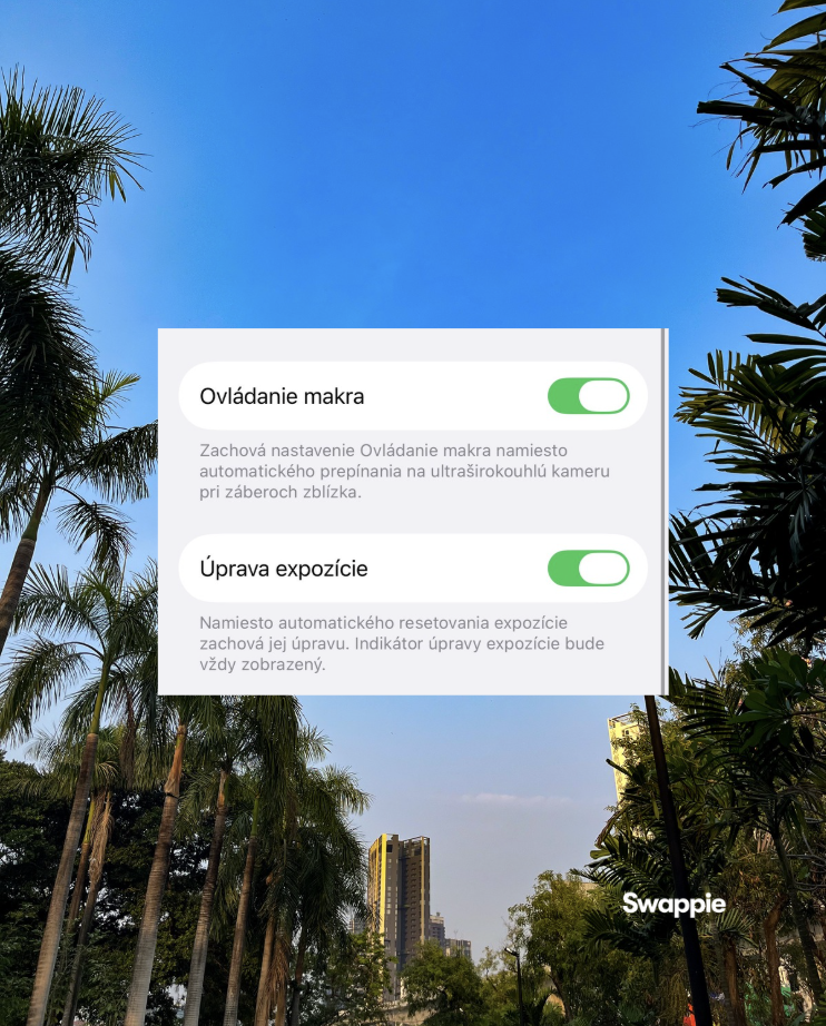 Ovládanie makra a úprava expozície